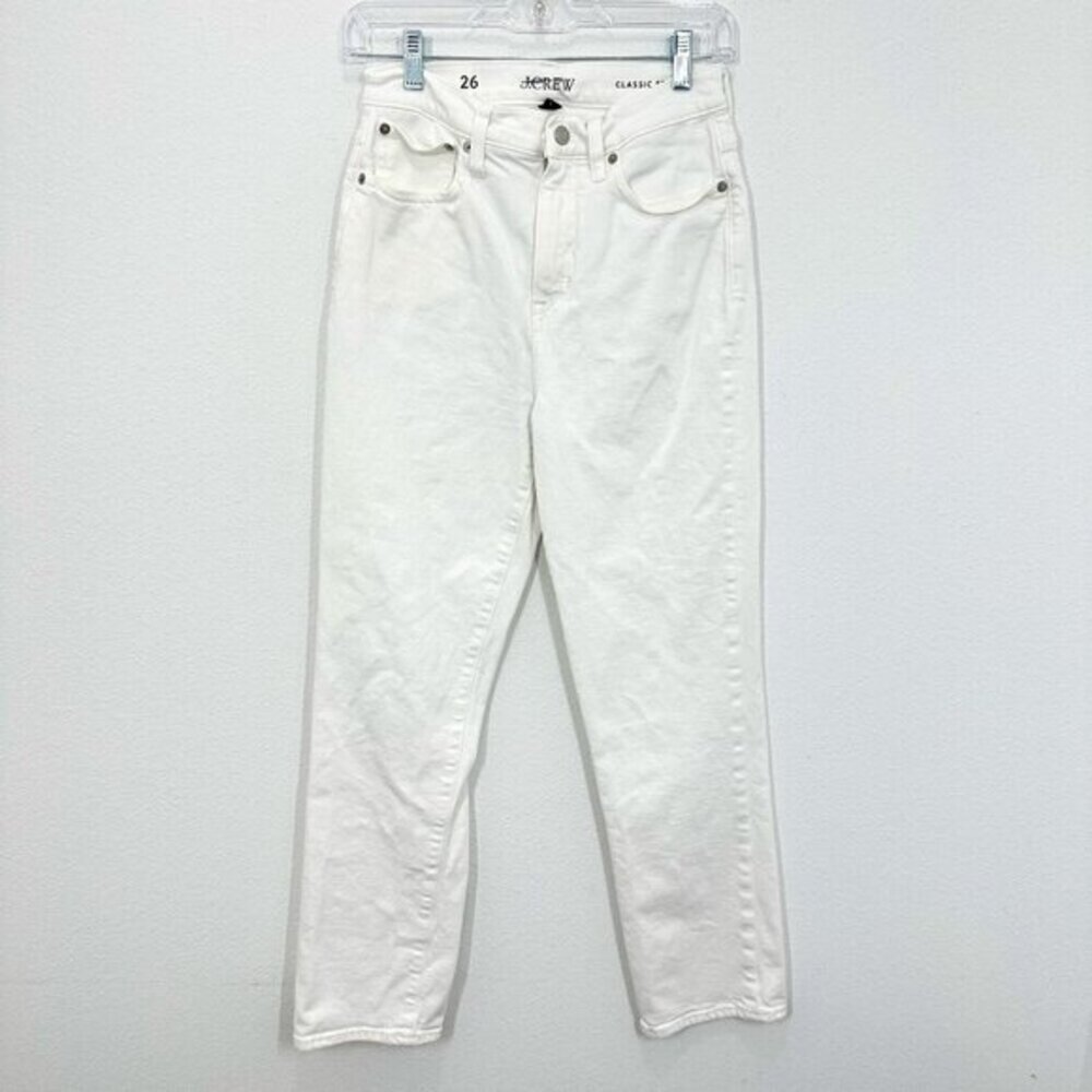 J. Crew Women's Size 26 Classic Straight White Denim Jeans Classic Coastal